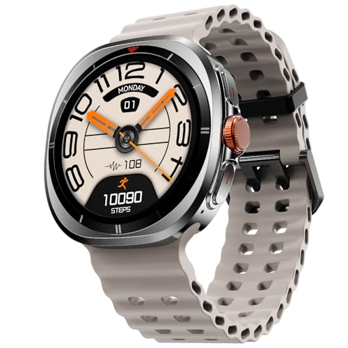 Fire-Boltt Axiom Round Smart Watch 1.43″ Super AMOLED Display with Always-On Mode, Bluetooth Calling, Rotating Crown, SPO2 & Heart Rate Monitor, IP67 Waterproof Silicone Smartwatch for Men – White