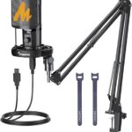 MAONO USB Podcast Mic Setup: All in One Condenser Microphone Kit with Gain Knob, Pop Filter, Arm Stand, 192kHz/24Bit Professional PC Mic for Gaming, Recording, Streaming, Voice Over, YouTube, PM461S