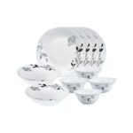 Larah by Borosil Millenia Opalware Dinner Set, 10 -Piece, White