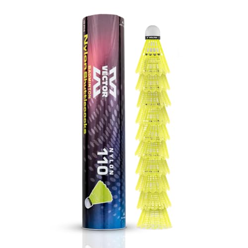 Vector X Premium Fast, Stable & Steady Flight Badminton Shuttlecock|Lightweight & Durable Nylon Shuttle with EVA Cork Base|Ideal for Daily Court Practice & Training (Pack of 10) (SC-110-NYLON-10PC)