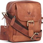 WildHorn Genuine Leather Mini Sling Bag for Men | Compact, Durable & Stylish | Buckle Closure | Front Zip Pocket | 1-Year Warranty