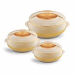 Asian Olympic Inner Steel Casserole (1200, 1600 & 2500 ml) Gift Set of 3|PU Insulated| BPA Free | Odour Proof| Ideal for Chapatti | Roti | Serving Casserole