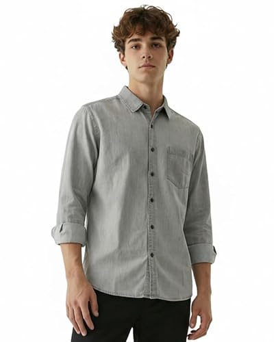 Amazon Brand – INKAST Men Demin Full Sleeve Regular Fit Shirt INKA0001-M