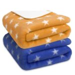 Bumpers Baby Fleece Blanket | Soft, Lightweight Newborn/Infants Swaddle Wrap | Baby Shower Gift | 0-12 Months Unisex Baby A/C Blanket with Star Print, 100 * 75cm -(Brown, Royal Blue) – Pack of 2