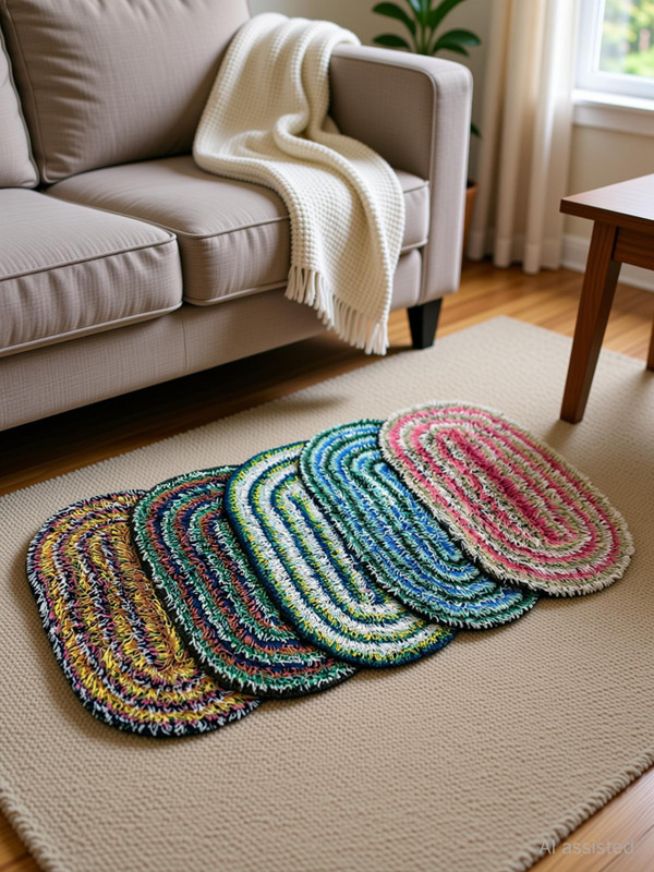 aaditex Cotton Door Mat(Multicolor, Pack of 5, Medium)