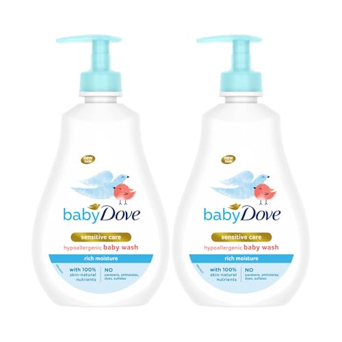 Baby Dove Rich Moisture Hair to Toe Baby Wash, No Tears Body Wash for Baby’s Soft Skin – Hypoallergenic, No Sulphates, No Parabens, 400 ml each (Pack of 2)