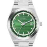 French Connection Textured Green Round Dial | Stainless Steel Strap Watch for Mens FCH22NSM