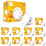 wipro Garnet 12W Round Downlight Junction Box | Warm White (2700K) | Glare-Free Design | Recessed Downlighter for False Ceiling | Cutout ∼ 3 inch | Pack of 10
