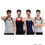 Amul Comfy Men’s Vest | 100% Pure Cotton Rib Fabric | U Neck Sleeveless Innerwear | Ultra Soft Hand Feel | Extremely Stretch Fit | Seamless Comfortable | Color may vary | (Pack Of 4)