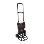 BLACK+DECKER ‎BXWT-H206-SP 2-in-1 Folding Handtruck, 55/120kg(Handtruck/Platform) Load Capacity, Weight 7.3kg, Black & Orange, Open Dimn: 78x45x92 cm, Folded Dimn: 38.9×11.7×64.3 cm