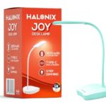 Halonix Joy Rechargeable Desk Lamp with C-Type Charging | LED Study Table Lamp with Step Dimming | Li-ion Battery | Portable Eye-Care Light for Study, Work & Home Use