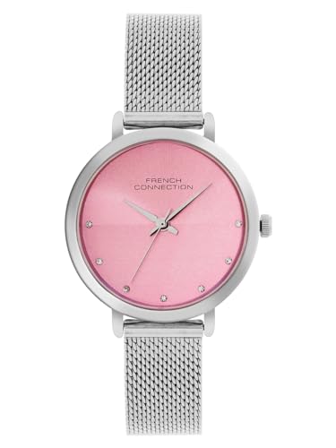 French Connection | Analog Pink Dial | Silver Stainless Steel | Watch for Women – FCN049A