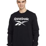 Reebok Men’s Cotton Crew Neck Sweatshirt (HA2899_Black, White_L)