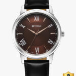 Titan Titan Karishma Brown Dial Black Leather Strap Analog Watch  – For Men