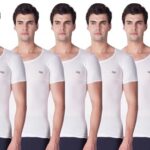 LUX VENUS Vest for Men White 100% Cotton 6-Piece Set – Size 80, with Elegant Design