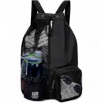 Questsole Black Mesh Drawstring Swim Bag for Gym, Beach & Pool Backpack