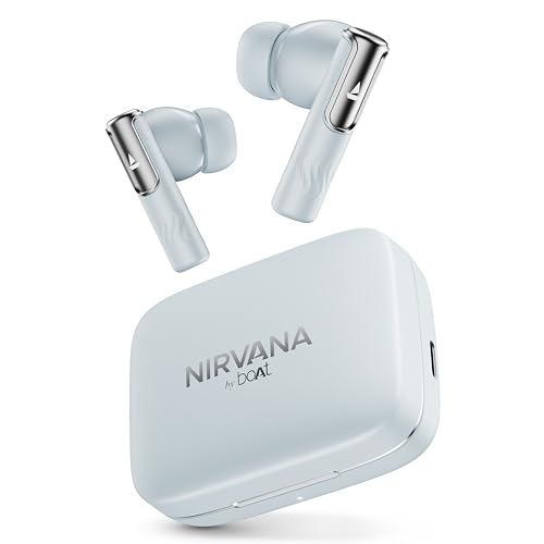 boAt Nirvana Ivy, 50dB Hybrid ANC, 360º Spatial Audio, Dynamic Head Tracking,Fast Charge,App Support, v5.3 Bluetooth Earbuds, TWS Ear Buds Wireless Earphones with mic (Quartz Cyan)
